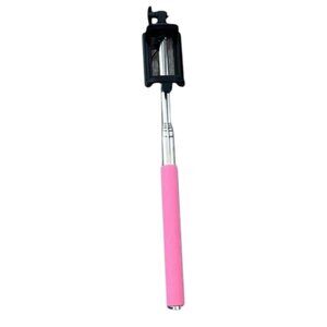 Pink Selfie Stick Extendable Wired Built-In Button Adjustable